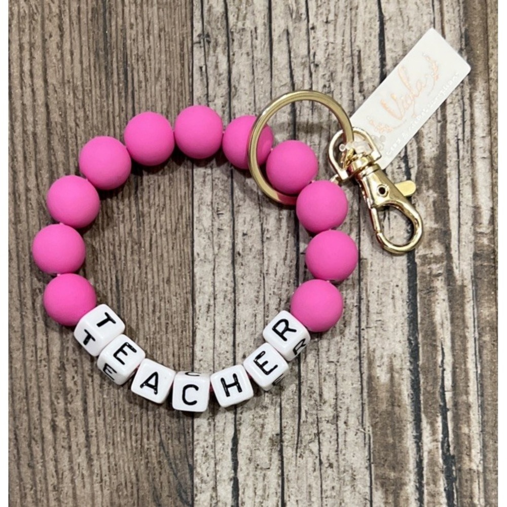 New Viola TEACHER Friendship Bracelet Bead Keychain Wristlet Appreciation‎ Gift